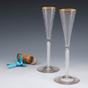 Pair Opaque Twist Ratafia Glasses c1840