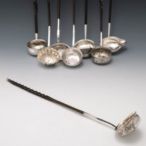 18th Century Toddy Ladle with Gilded 1758 George II Shilling