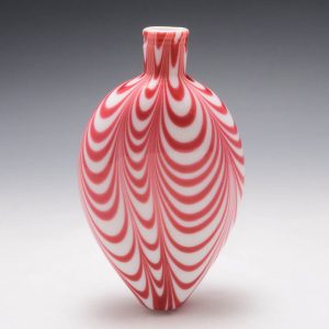 Cranberry and White Nailsea Flask c1850