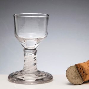 Georgian Terraced Foot Opaque Twist Stem Firing Glass c1760
