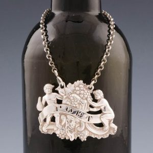 A Very Fine Cast Sterling Silver Port Decanter Label London 1812
