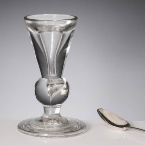 Early Heavy Baluster Deceptive Dram Glass c1715