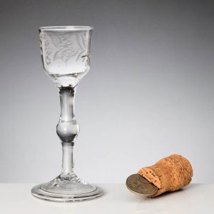 Engraved 18th Century Balustroid Wine Glass c1740