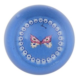 A Rare Caithness Butterfly Millefiori Paperweight c1980
