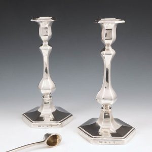 A Pair Of Hamilton and Inches Sterling Silver Candlesticks Edinburgh 1907