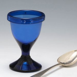 Bristol Blue Folded Rim Glass Egg Cup c1825