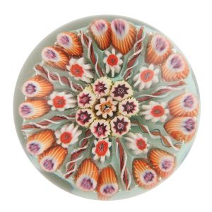 A Vasart Eight Spoke Radial Concentric Paperweight c1950