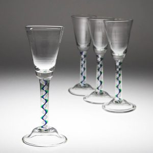 Four Mike Hunter Twist Glass Studios Wine Glasses