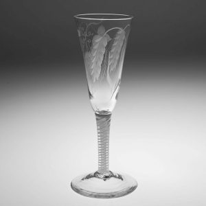 An Engraved Georgian Double Series Opaque Twist Ale Glass c1760