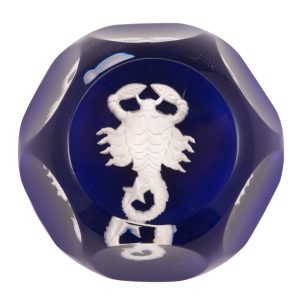 A Baccarat Zodiac Scorpio Sulphide Paperweight c1980