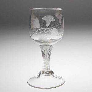 A Dutch Jacobite Engraved Wine Glass c1770