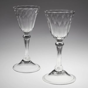 Pair 18th Century Liegeois Balustroid Wine Glasses c1720