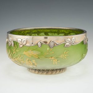 Signed Daum Nancy Glass Bowl Hallmarked Silver Rim 1896-1899