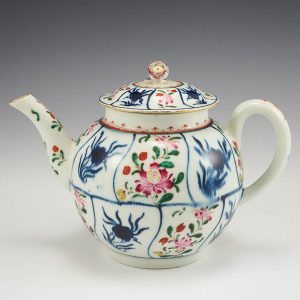 A Worcester First Period Porcelain  Teapot and Cover c1770