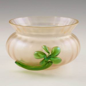 A Kralik Silver Glass Bowl With Applied Flower c1900