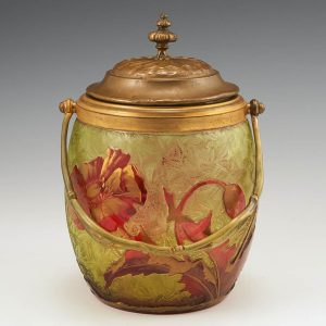 A Stunning Baccarat Cameo Glass Biscuit Barrel c1910