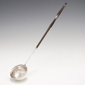 Rare Marked Georgian Silver Toddy Ladle with 1758 George II Shilling 1775-1779