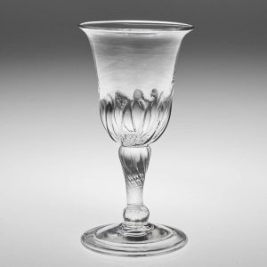 A Georgian Petal Moulded Ribbed Stem Gin Glass c1760