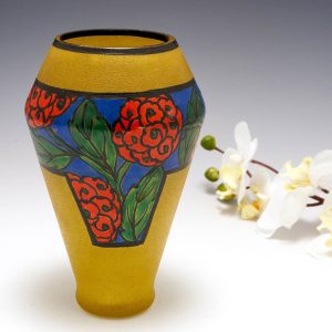 An Art Deco Enamelled Glass Vase by Leune c1925