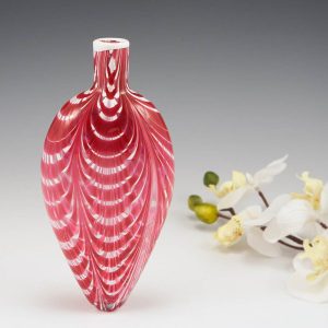 A Victorian Nailsea Pink And White Flask c1850