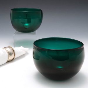 A Pair Of Green Victorian Glass Bowls c1900