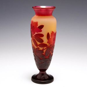 A Galle Three Colour Cameo Hibiscus Vase c1925