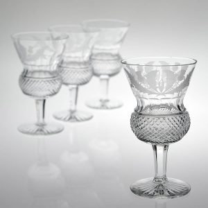 Four Signed Edinburgh Crystal Red Wine Glasses c1985