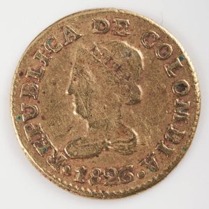 Republic of Colombia Gold One Peso, Bogota Mint, 1826