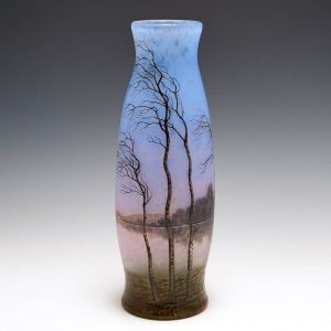 A Muller Freres Enamelled Cameo Landscape Vase c1925