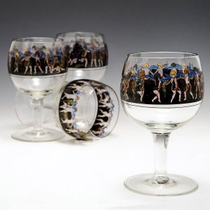 Four Signed Vetri Della Arte VEDAR Balloon Cocktail Glass c1925