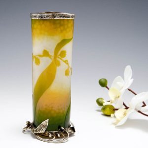 Daum Glass Cameo Vase With Silver Mounts 1896-1900