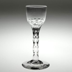 An Early Georgian Facet Cut Stem Wine Glass c1770