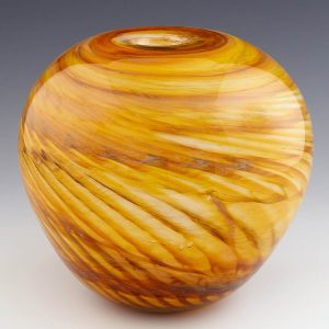 A Large Pheasant Feather Spherical Vase by Siddy Langley