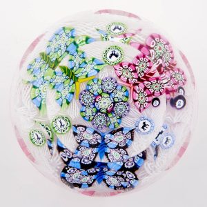 A John Deacons Butterfly Gridel Silhouette Cane Piedouche Paperweight c2000