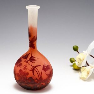 A Galle Cameo Glass Banjo Vase c1920