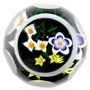A  John Deacons J Glass  Lampwork Spring Flowers Paperweight c1980