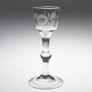 A Jacobite Sympathy Balustroid Wine Glass c1740