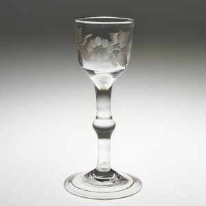 A Jacobite Sympathy Balustroid Wine Glass c1740
