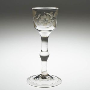 A Jacobite Sympathy Balustroid Wine Glass c1740