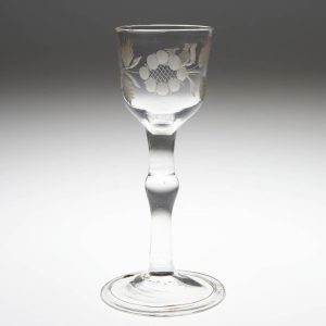 A Jacobite Sympathy Balustroid Wine Glass c1740