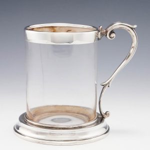 A Victorian Sterling Silver And Glass Pint Tankard Birmingham 1888