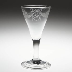 A Georgian Gin Glass Engraved With Anchors and Wheels c1780