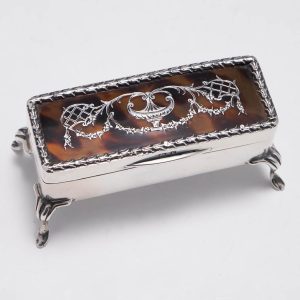 Edwardian Sterling Silver and Tortoiseshell Trinket Box 1906