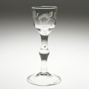 A Jacobite Sympathy Balustroid Wine Glass c1740