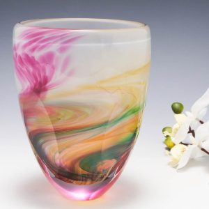Signed Jane Charles Studio Glass  Tidal Vase 2006