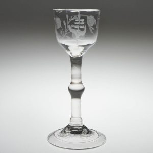 An Engraved Balustroid Wine Glass c1750