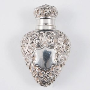 Victorian Repousse Sterling Silver Cased Scent Bottle Chester 1897