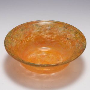 Signed Vasart Orange & Green Mottled Bowl c1960