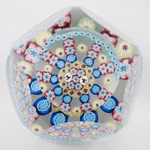 A Rare Murano Facet Cut Millefiori Gridel Paperweight 1969