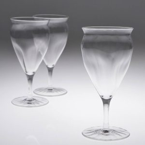 Three Whitefriars Poppy Head Wine Glasses c1900